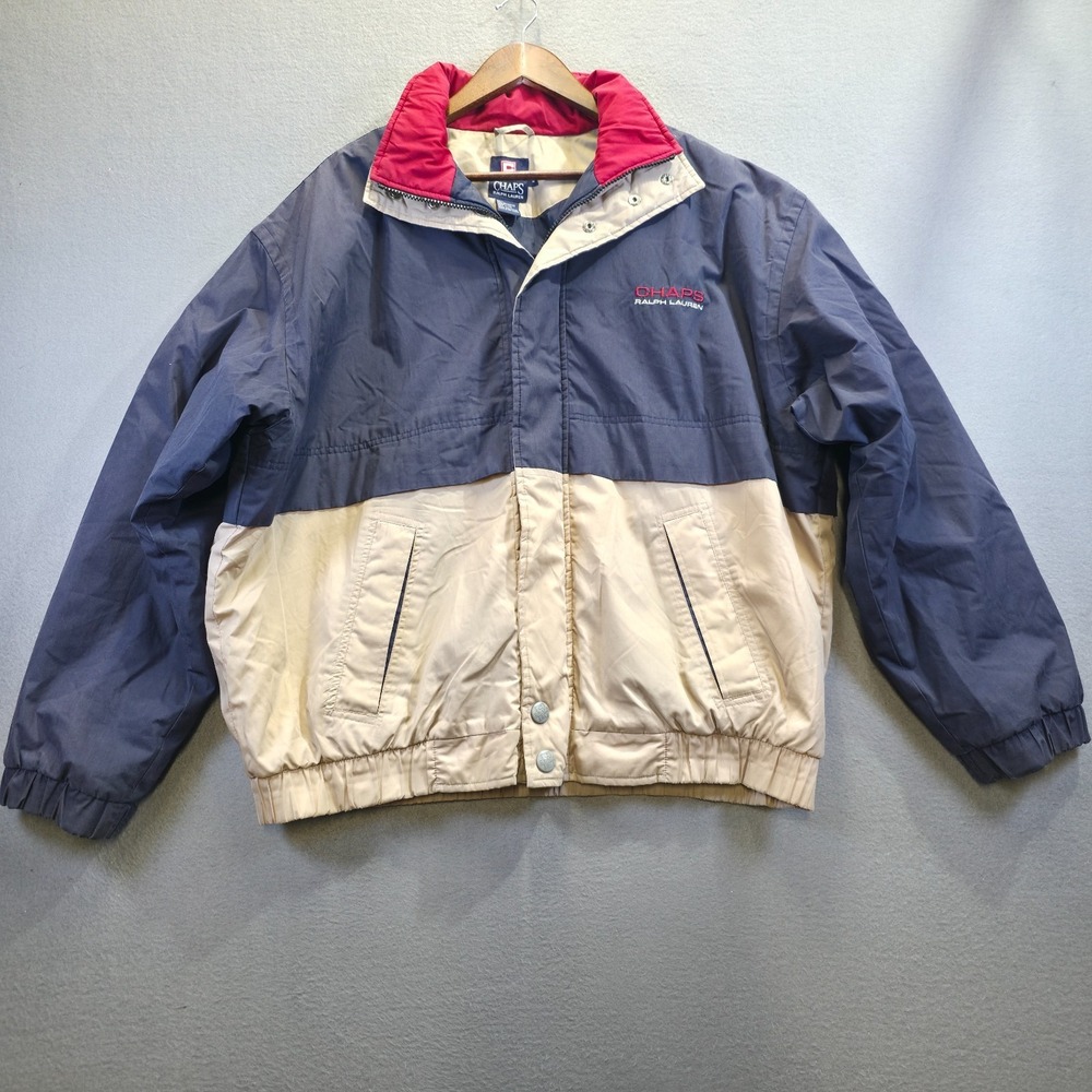 Vintage Chaps Ralph Lauren Men's Colorblock Blue/Tan/Red‎ Coat Size XL